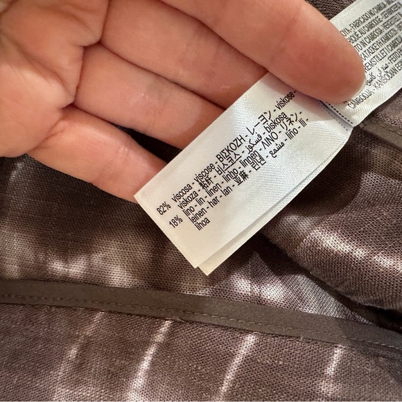ZARA pants Womens L Flowy Wide Leg Wrap Linen Tie Dye Brown Hi Rise 3046/063 New - Picture 10 of 11